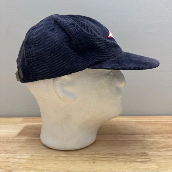 Vintage Tommy Hilfiger Surf Blue Corduroy Hat Embroidered Logo Leather Strapback - Picture 5 of 16